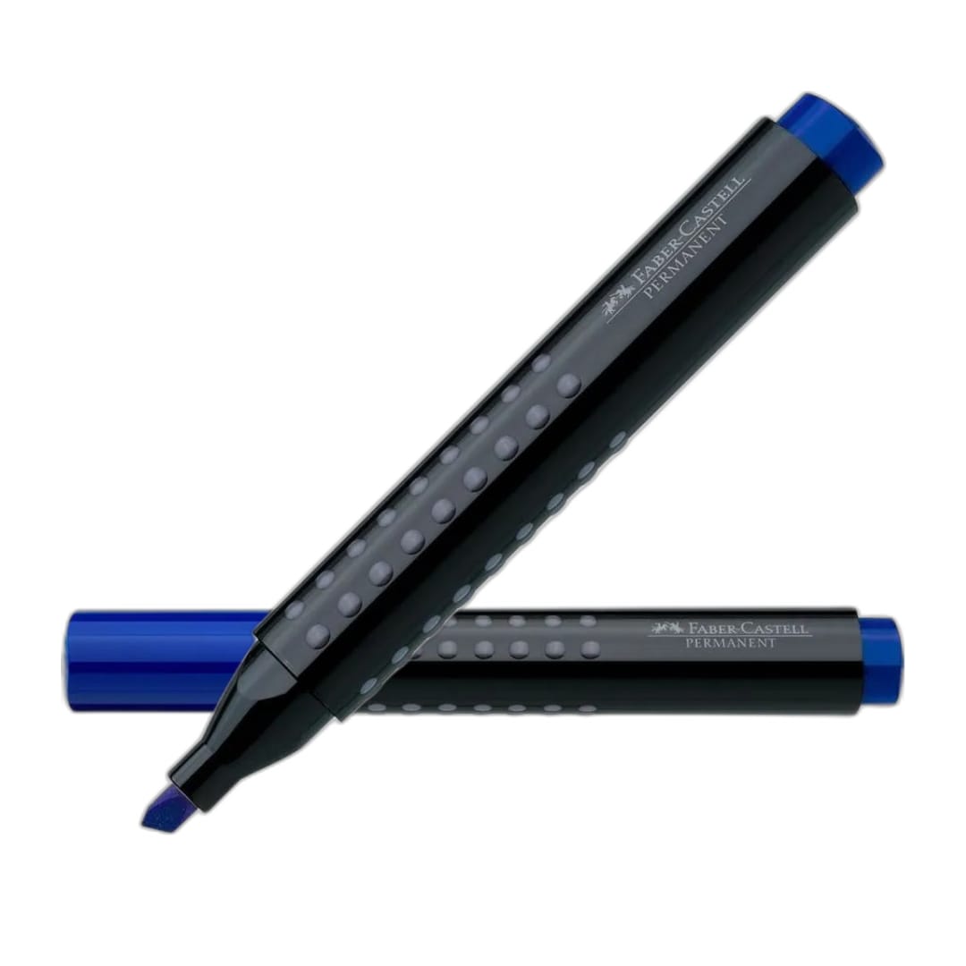Faber-Castell Grip Permanent Marker Chisel Tip Pkt of 10pc Blue FC150351