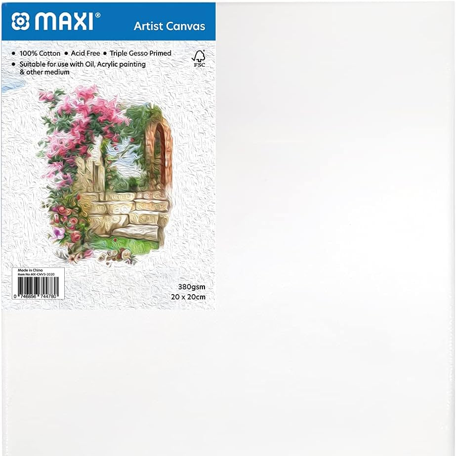 Maxi Stretched Canvas Board 380gsm 20x20cm (MX-CNV3-2020)