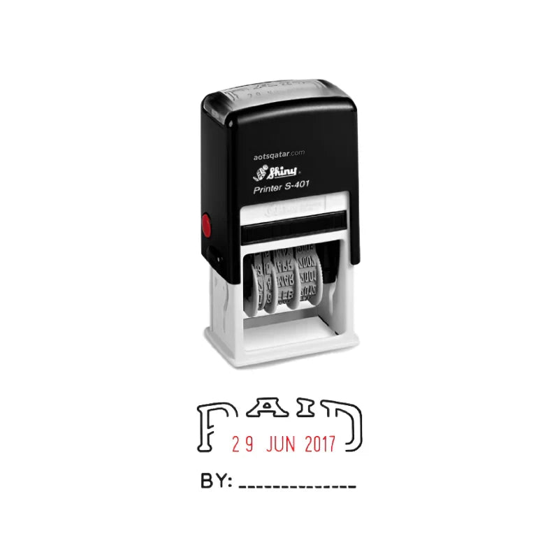 Shiny OA Pre-inked Stamp Dater 'Paid' (S-401)
