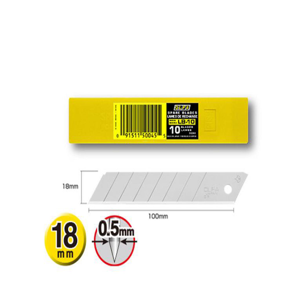 Olfa LB-10 Heavy Duty Snap Off Blade, Silver, 10 Blades
