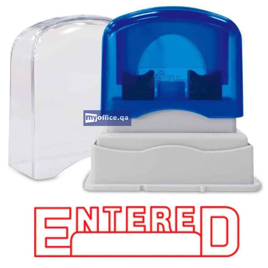 Shiny OA Pre-inked Stamp 'Entered' Red (EN017-P)