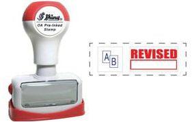 Shiny OA Pre-inked Stamp 'Revised' Red (EN193-PG)