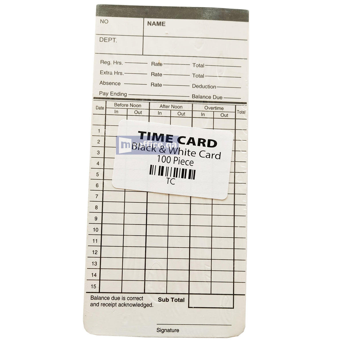 Time Card for Employee Payroll (1x100)