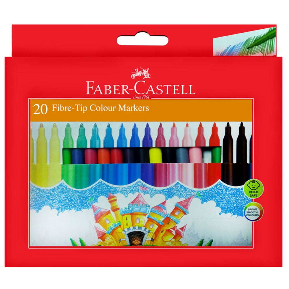 Faber-Castell Fibre Tip Colour Sketch Pens 20 Colours FCIN155420