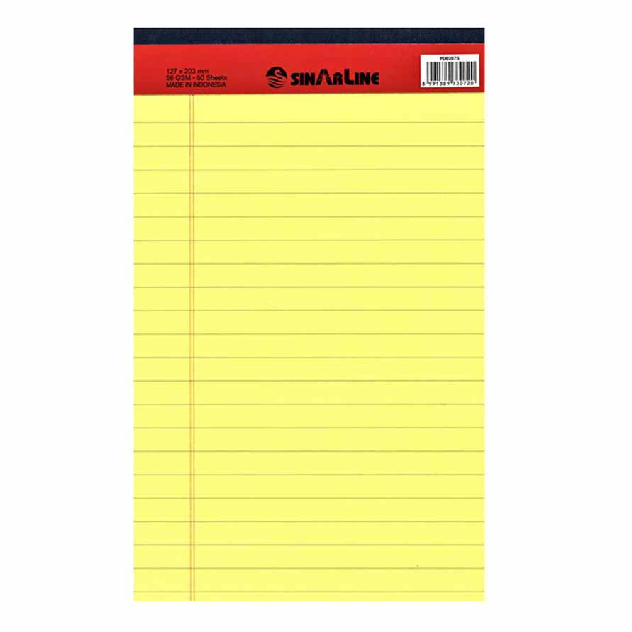 Sinarline Legal Pad Yellow A5, 127x203mm
