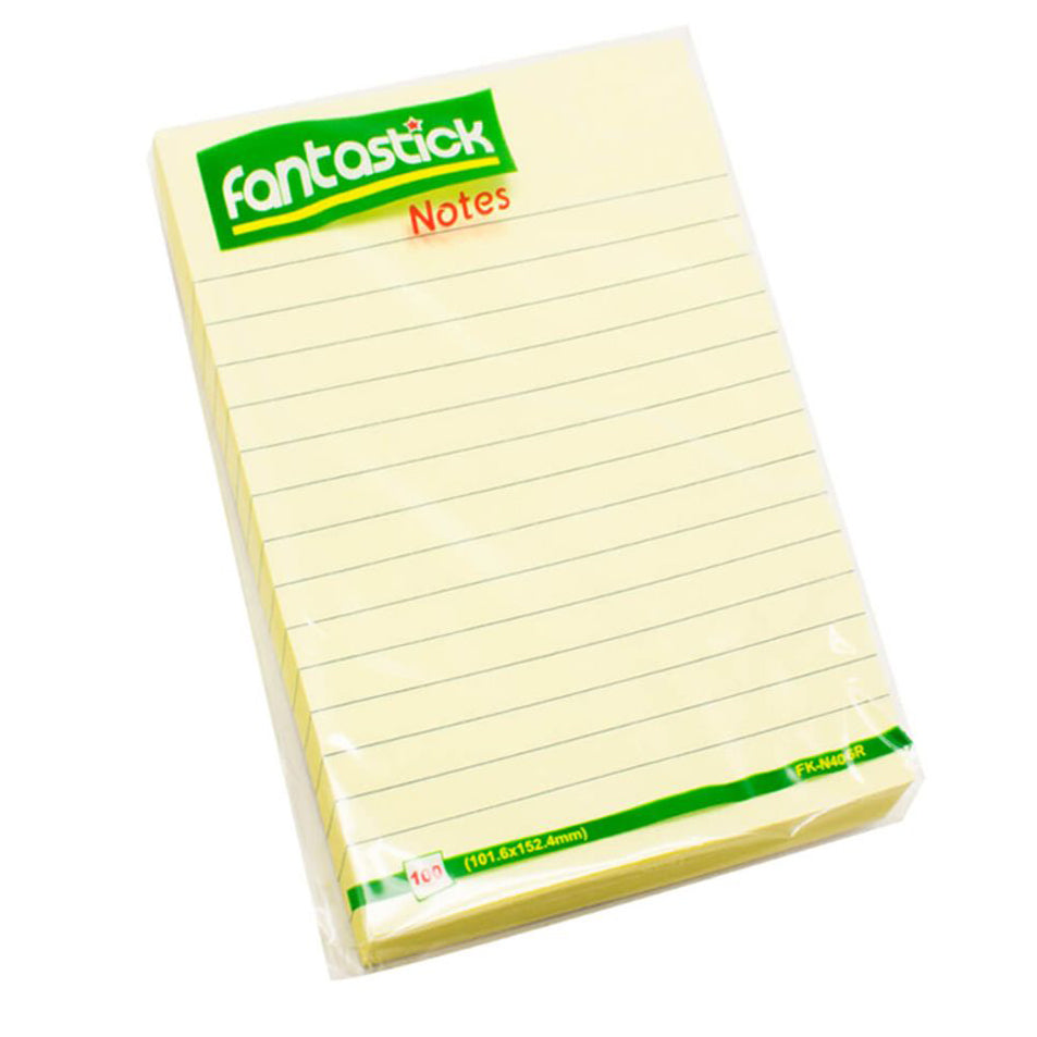 Fantastick Ruled Sticky Note 4x6, Yellow N406R