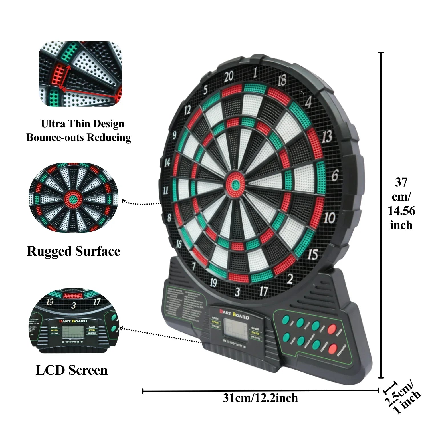 Electronic Dart Board Set - 18 Games 159 Option 1-8 Players, LED Score Display with 6Pcs Plastic Darts, without Battery