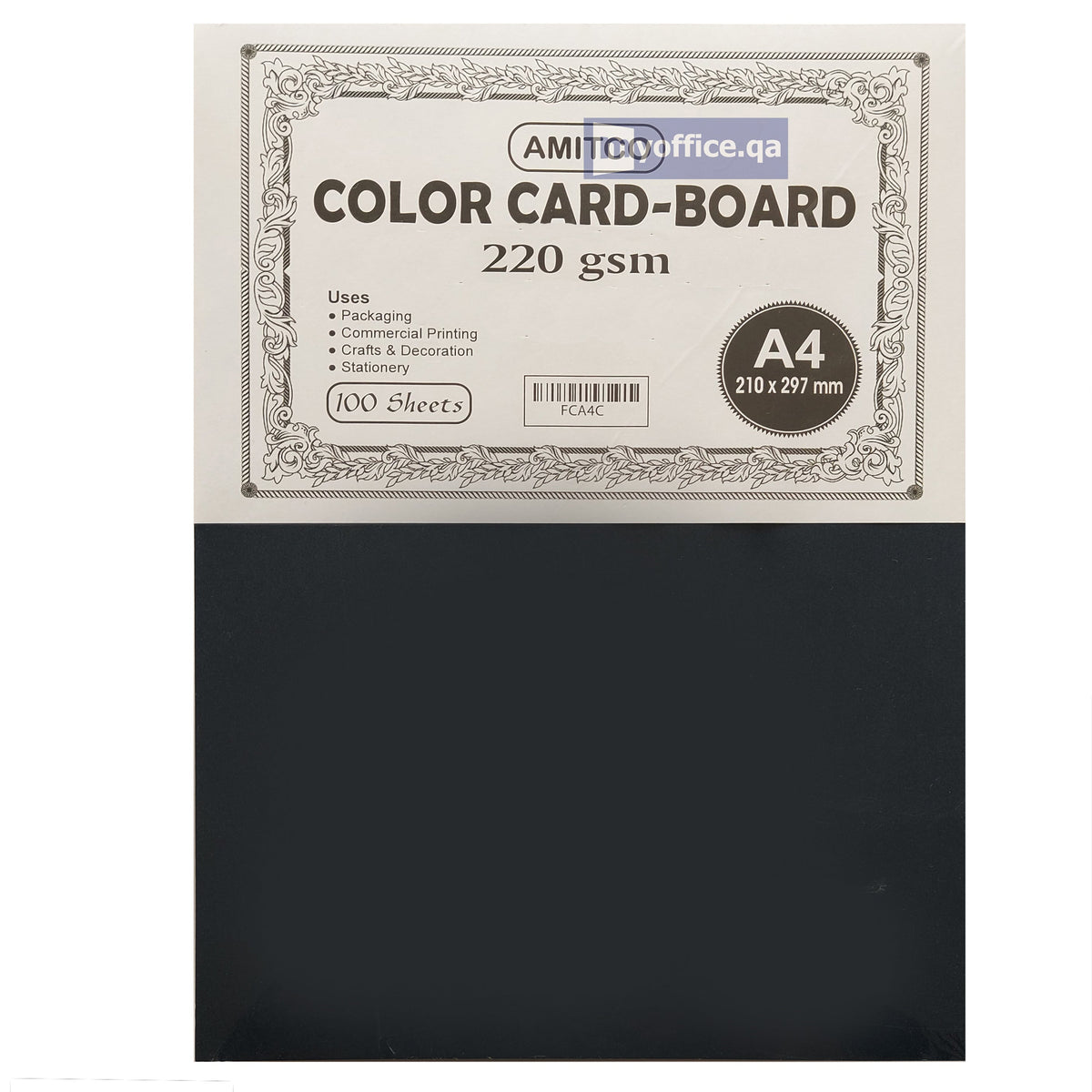 Premium Color Card-Board - 180gsm, A4, Black, 100 Sheets