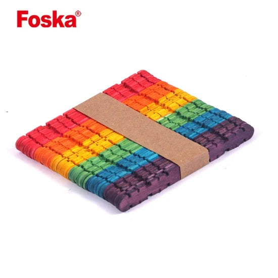 Assorted Colour Wooden Sticks 114x10x2mm (Pack of 50) v2