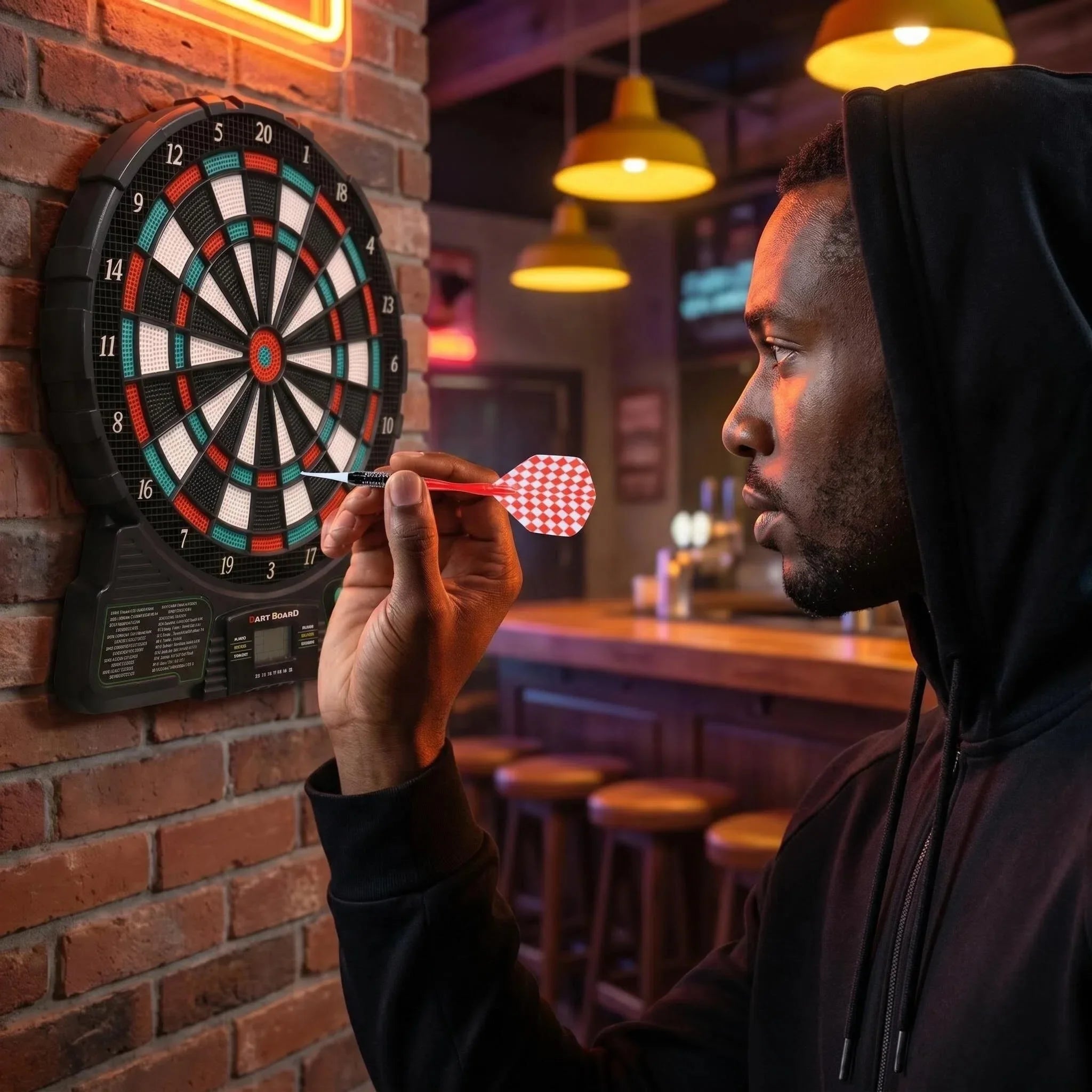 Electronic Dart Board Set - 18 Games 159 Option 1-8 Players, LED Score Display with 6Pcs Plastic Darts, without Battery