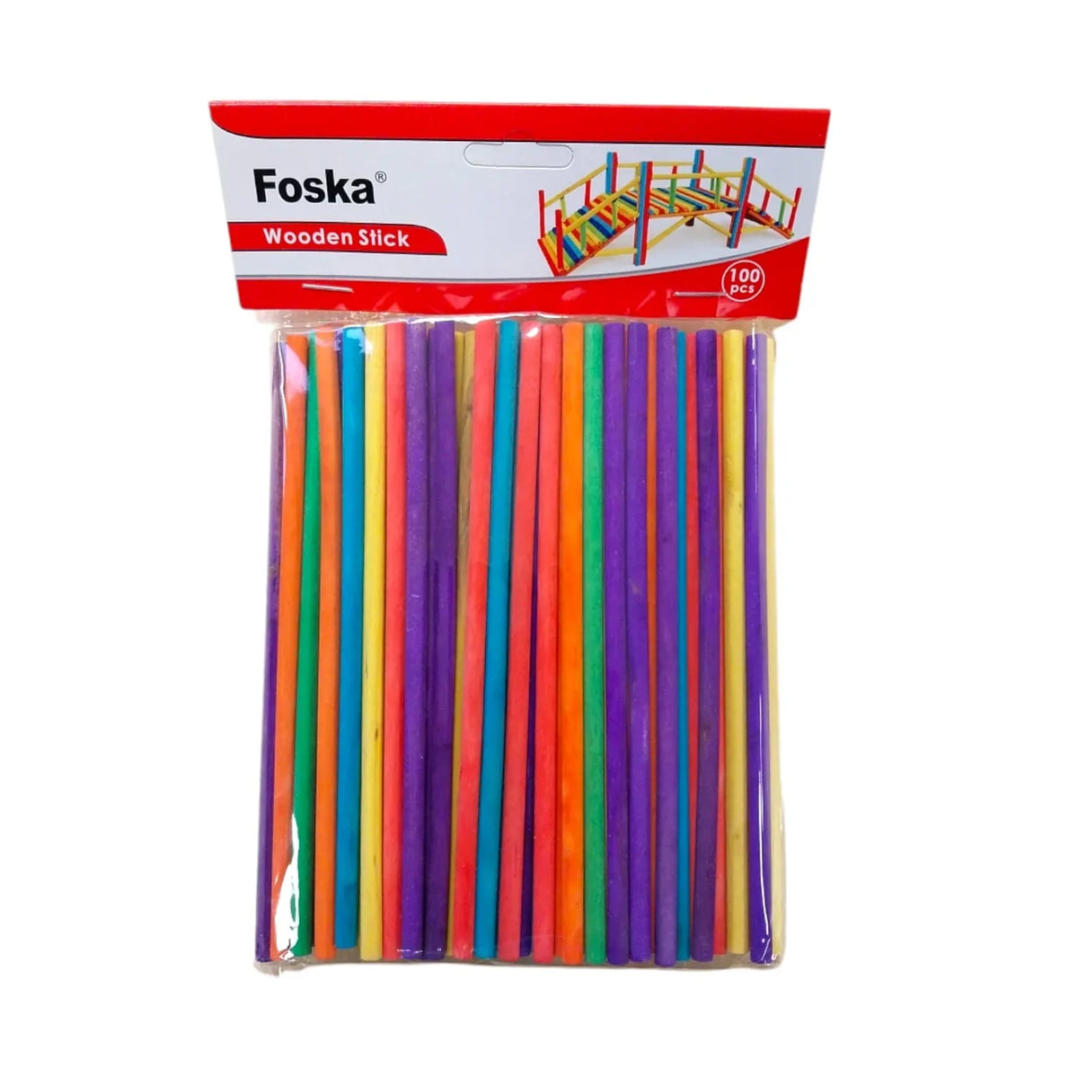 Assorted Colour Wooden Craft Sticks 5.0x150mm (Pack of 100)