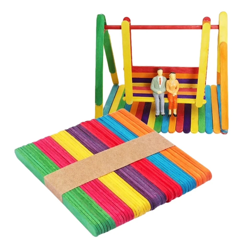 Assorted Colour Wooden Sticks 114x10x2mm GY2013 (Pack of 50)